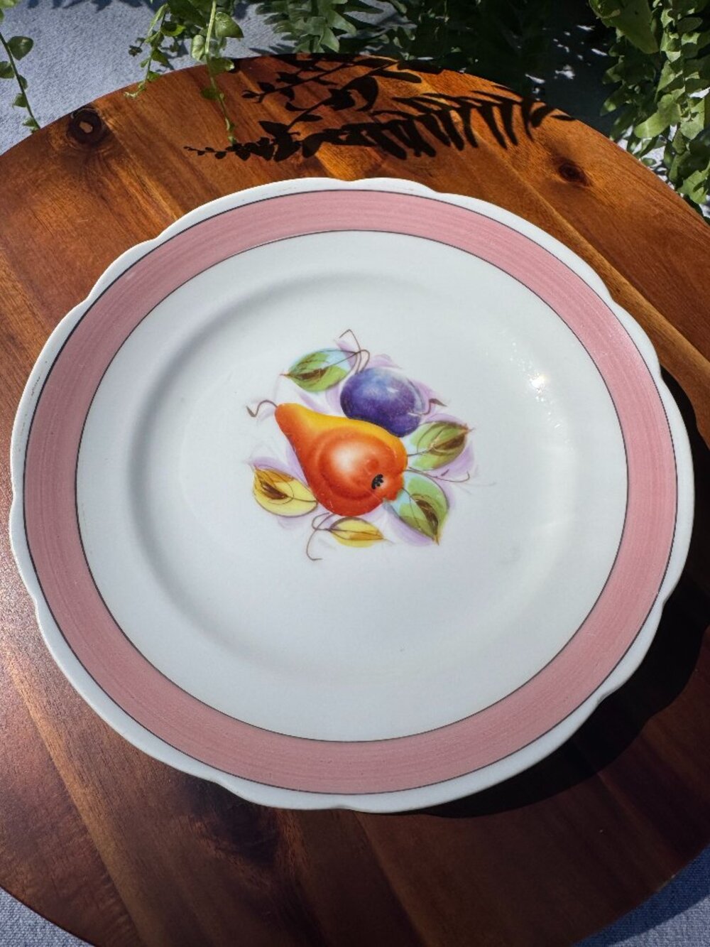 Antique Rare KPM Krister Porcelain 7.5" Fruit Plate - Hand-Painted Pear & Plum